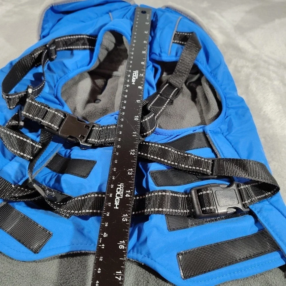 Dog Jacket Large 3XL Blue Hiking Outdoor Winter Adjustable Warm Walks Collared